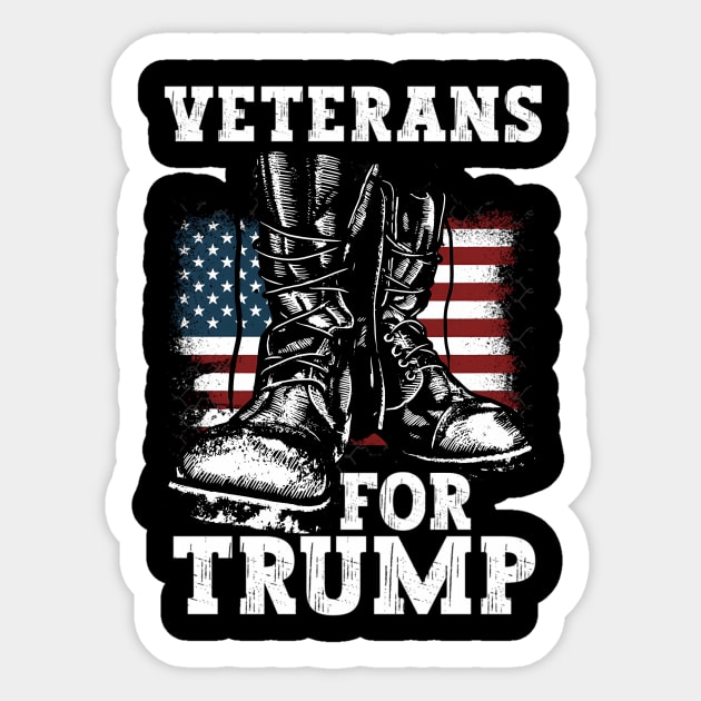 Veterans For Trump 2024 Vintage American Flag Sticker by OrigamiOasis